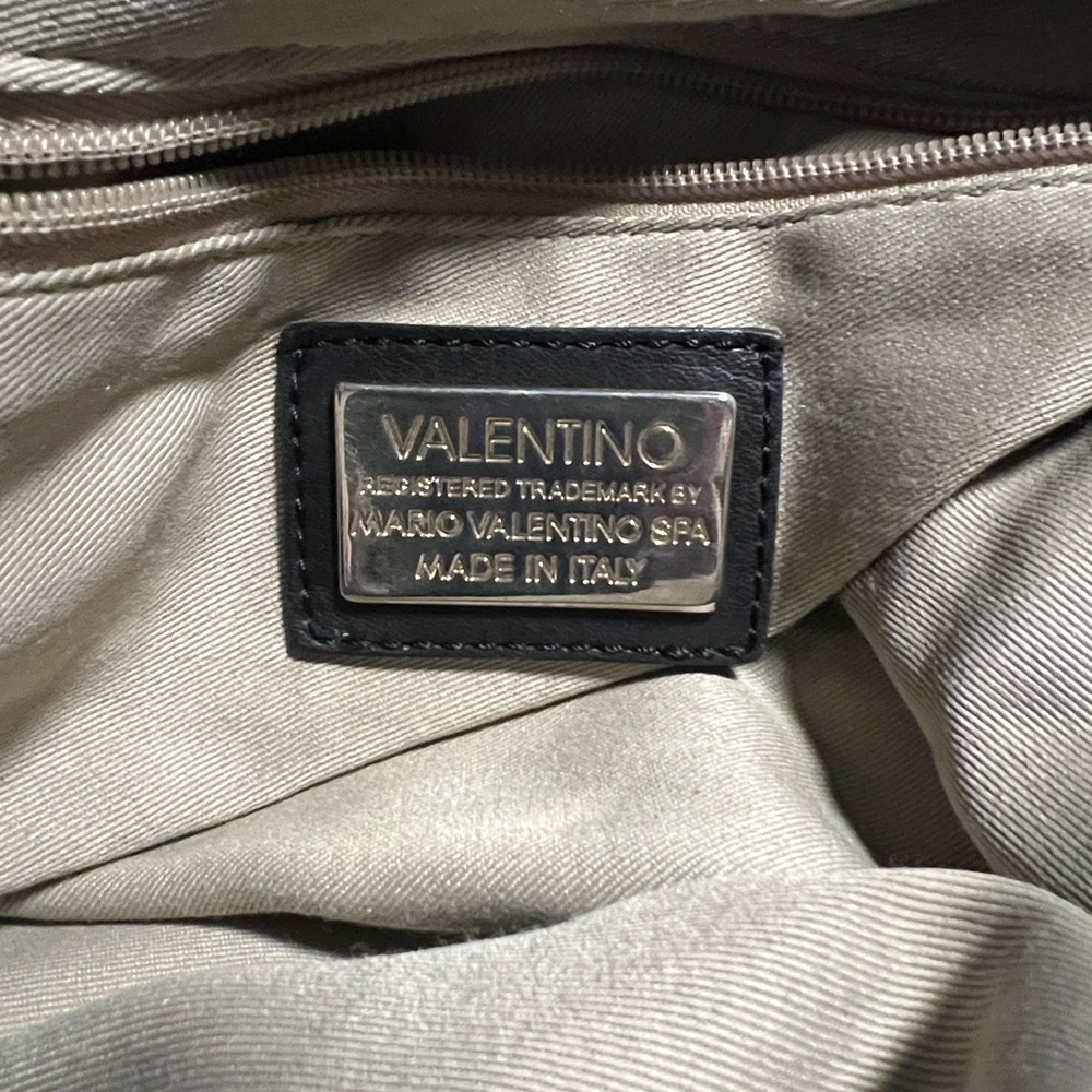 Valentino Black Leather Bag Tote with Silver Chain Straps Mario soft and slouchy - Picture 10 of 16
